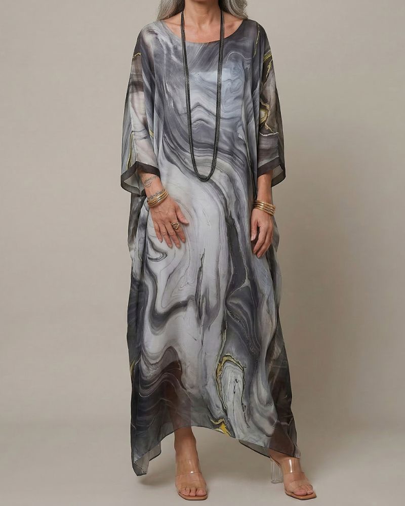 Dames Maxi Zomerjurk met Print en Lange Mouwen