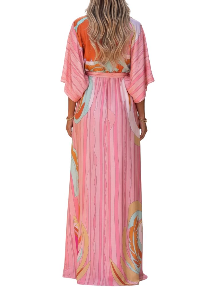 Dames Maxi Zomerjurk met Wijde Mouwen en V-hals