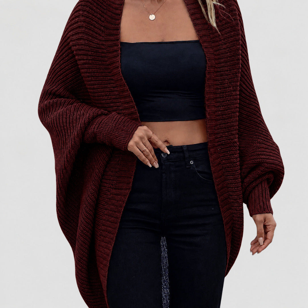 Dames Oversized Gebreide Cardigan met Wijde Mouwen