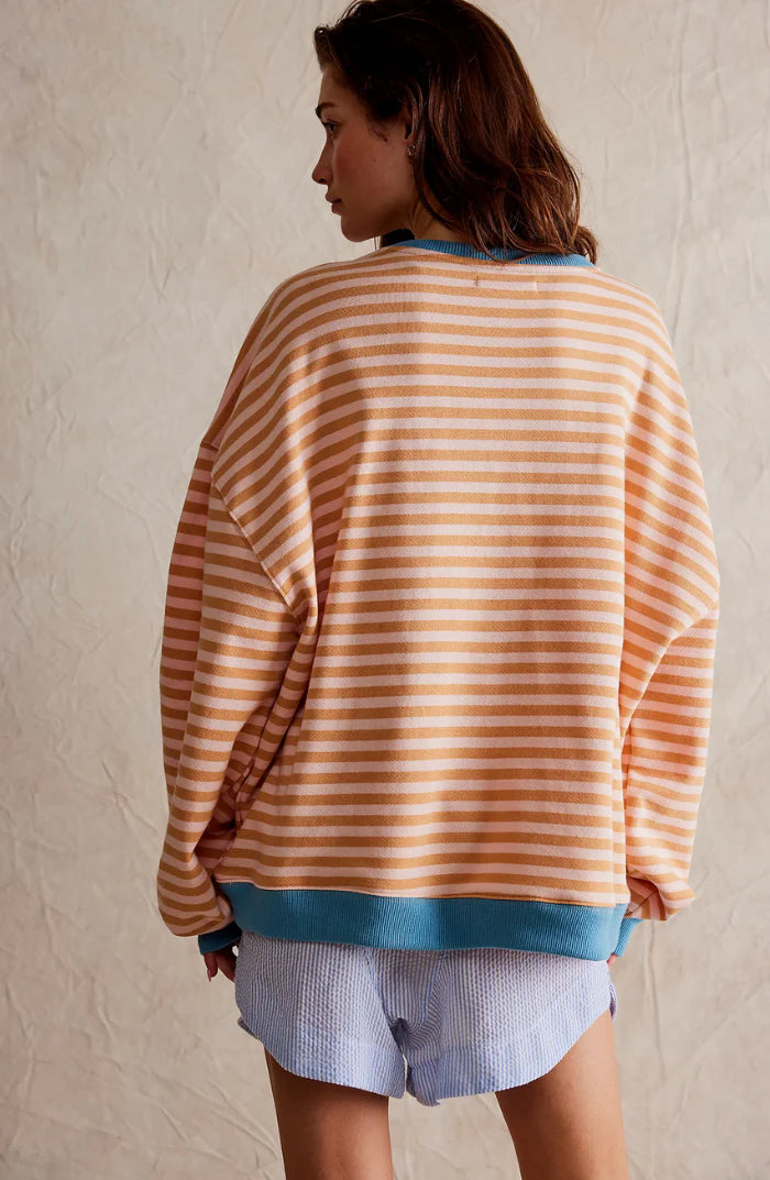 Dames Oversized Gestreepte Sweater met Ronde Hals