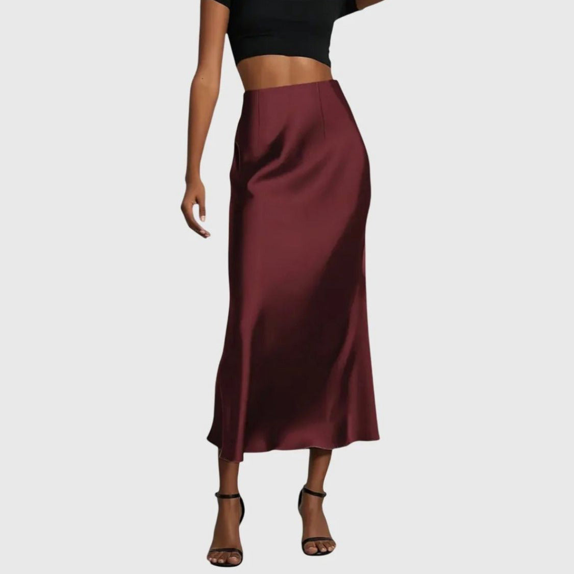 Dames Satijnlook Maxi Rok met Hoge Taille en A-lijn