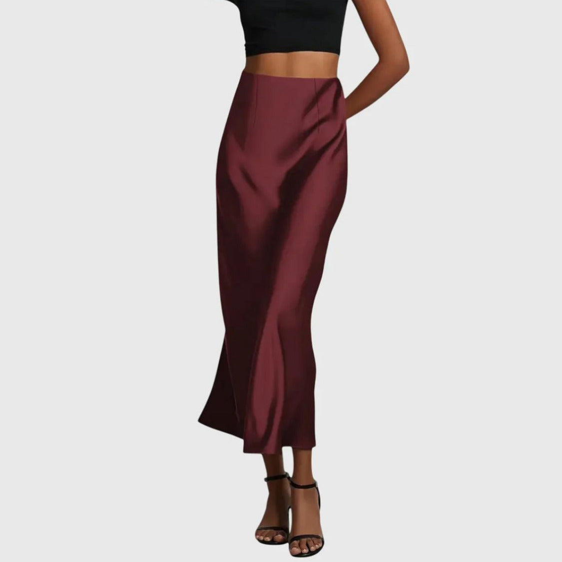 Dames Satijnlook Maxi Rok met Hoge Taille en A-lijn