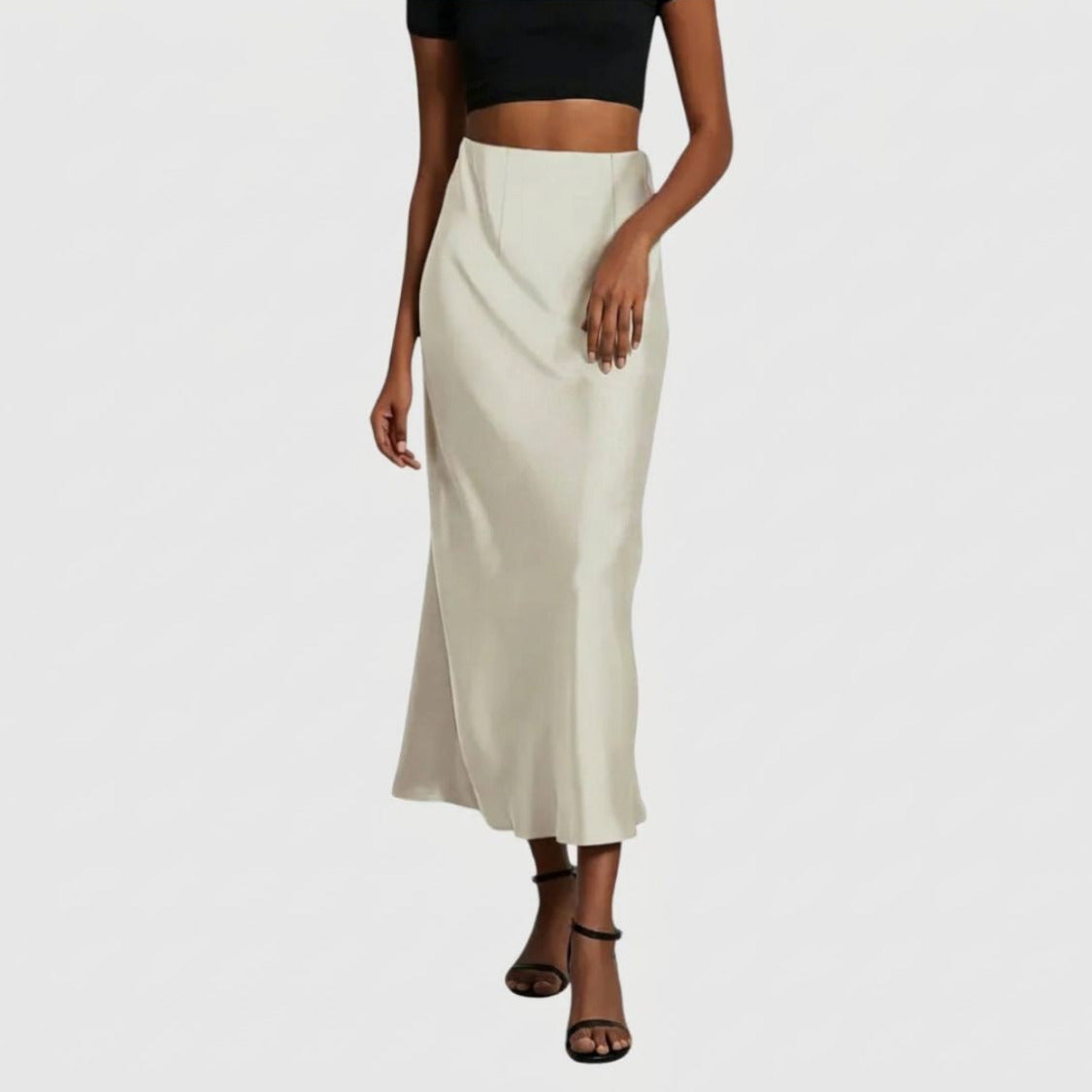 Dames Satijnlook Maxi Rok met Hoge Taille en A-lijn