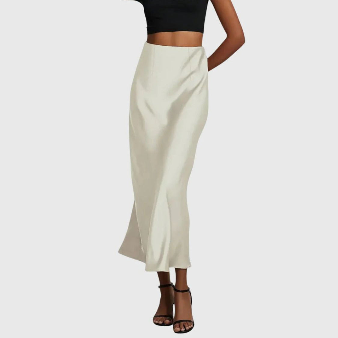 Dames Satijnlook Maxi Rok met Hoge Taille en A-lijn