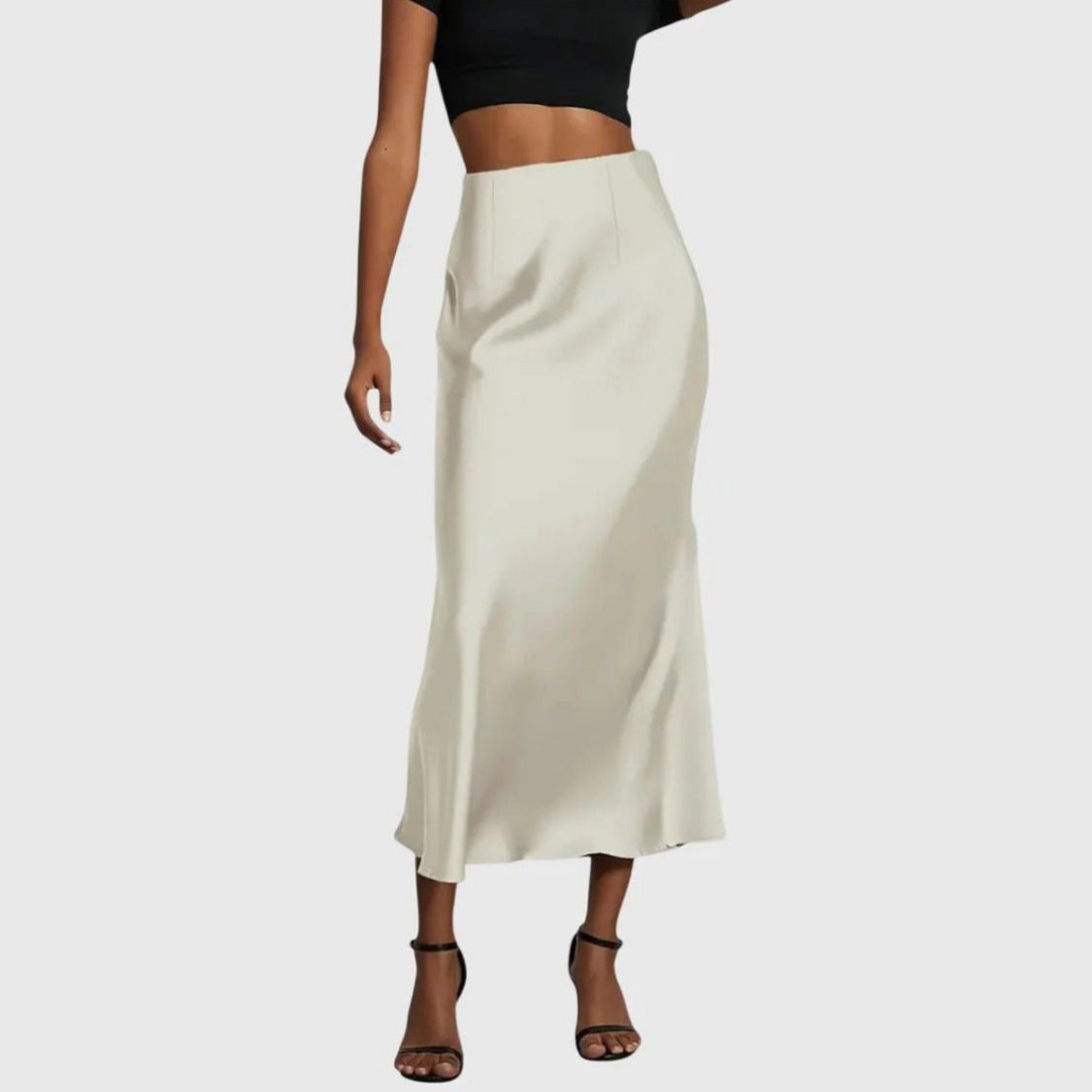 Dames Satijnlook Maxi Rok met Hoge Taille en A-lijn