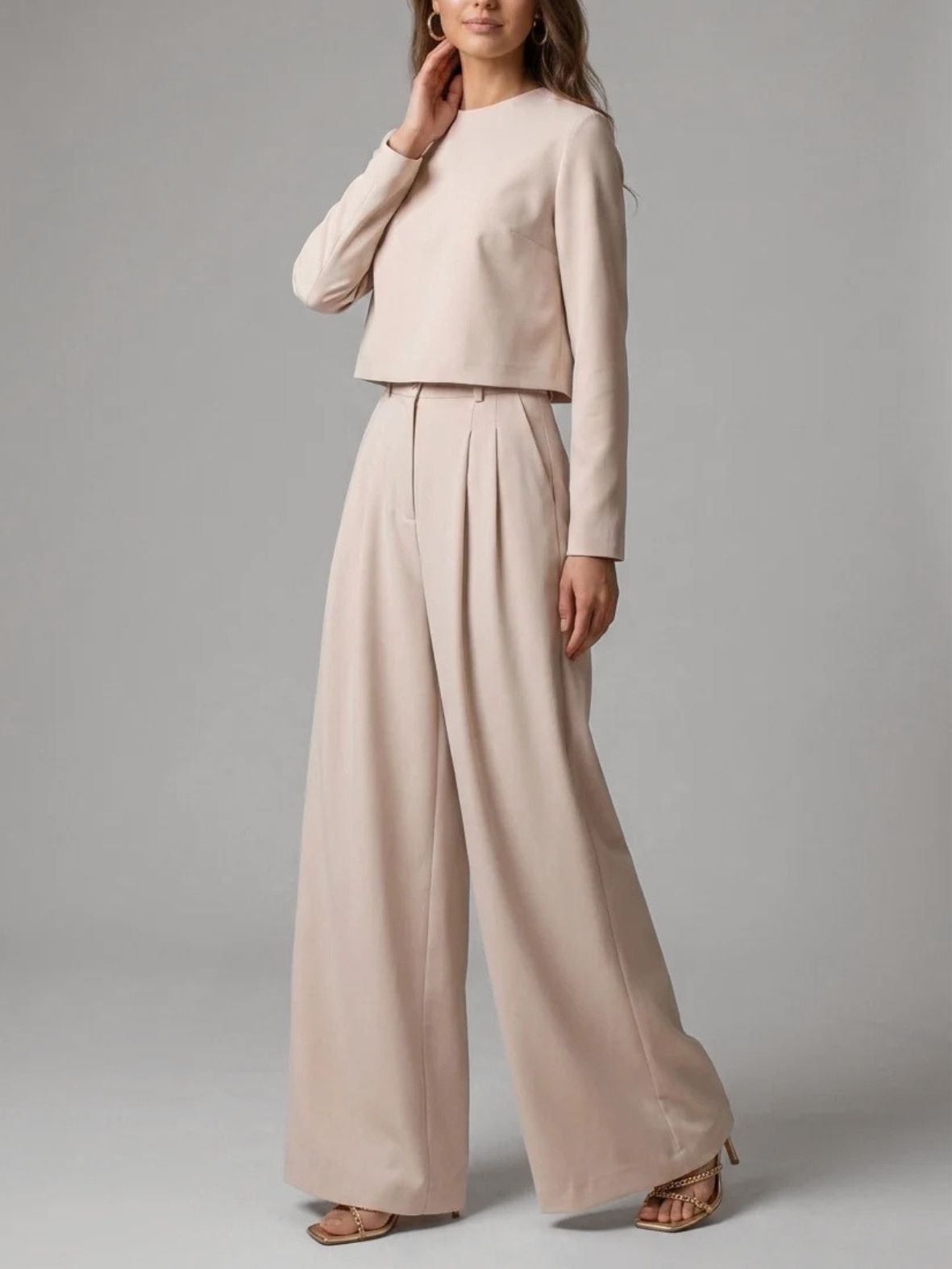 Dames Set Tweedelig met Cropped Top en Wijde Broek