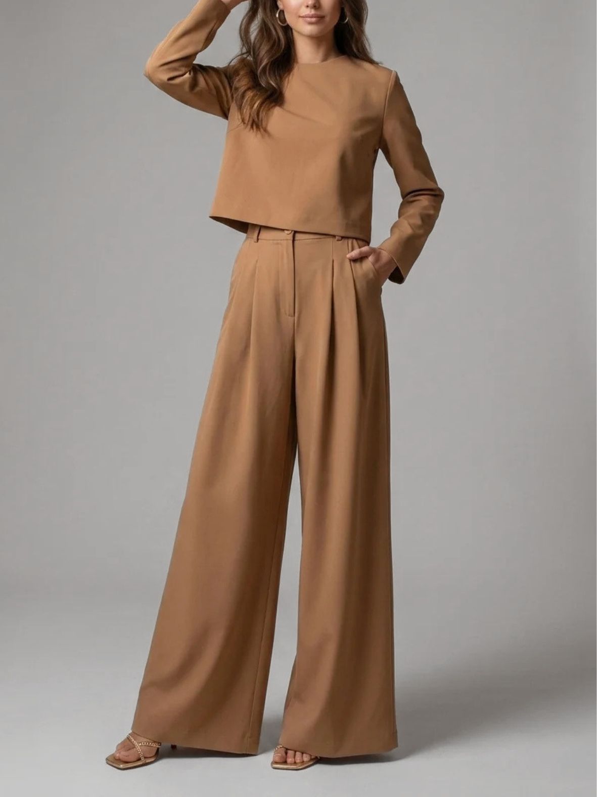Dames Set Tweedelig met Cropped Top en Wijde Broek