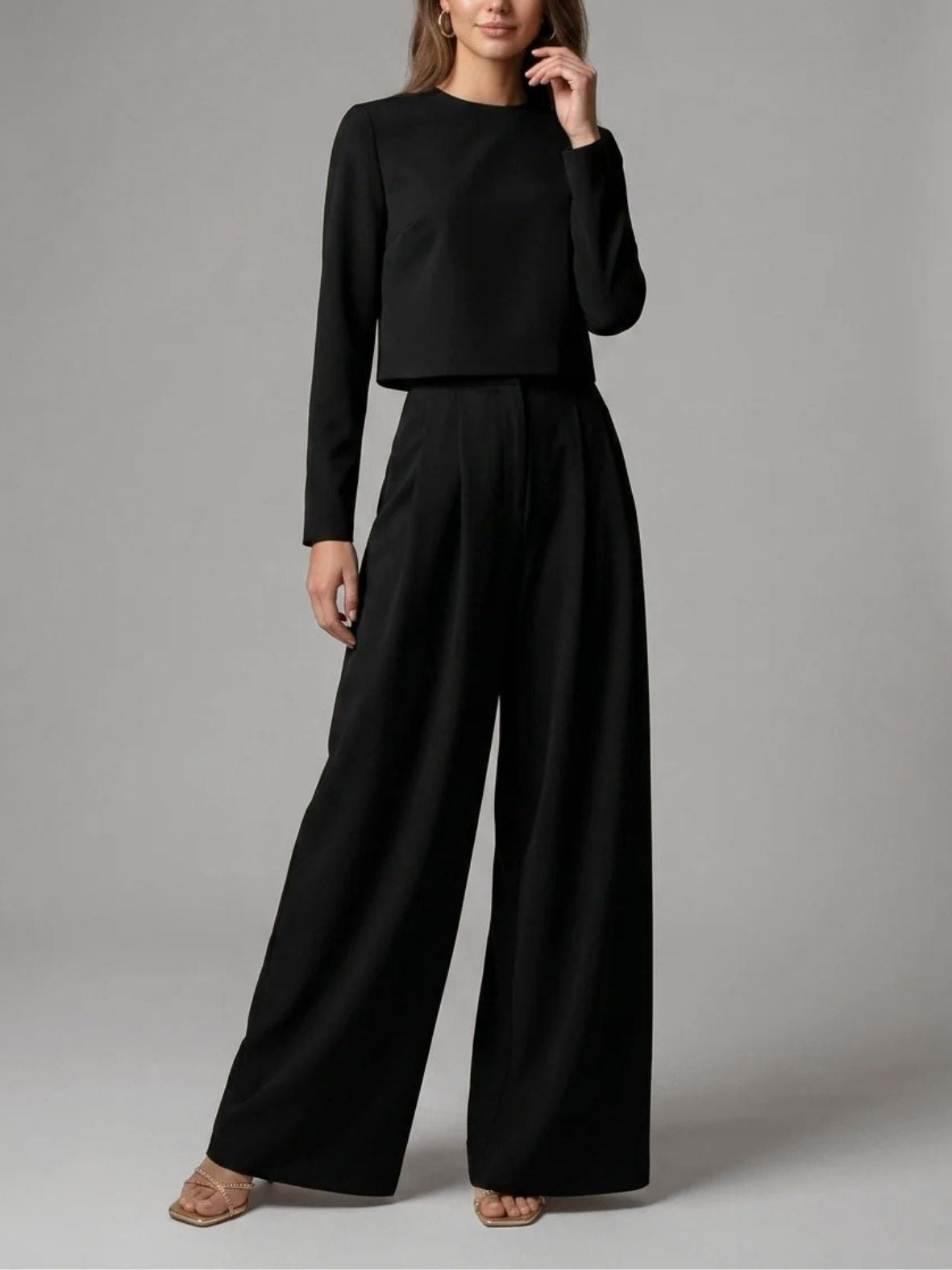 Dames Set Tweedelig met Cropped Top en Wijde Broek