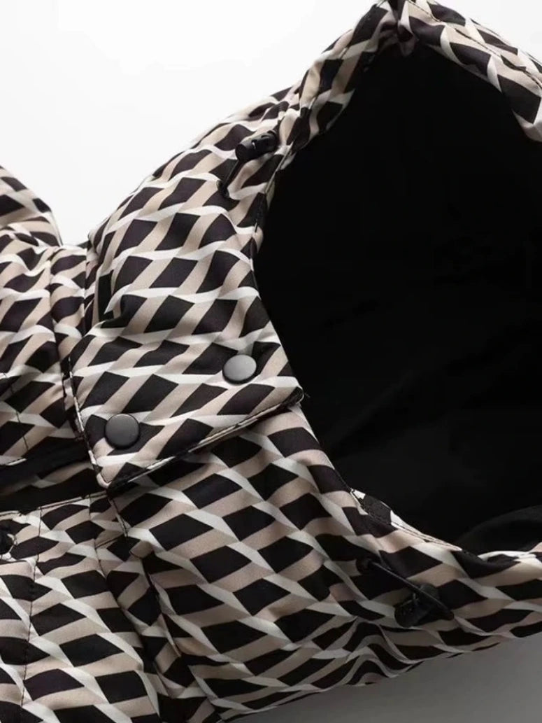 Dames Ski-jas met Gewatteerd Design en Verstelbare Tailleband