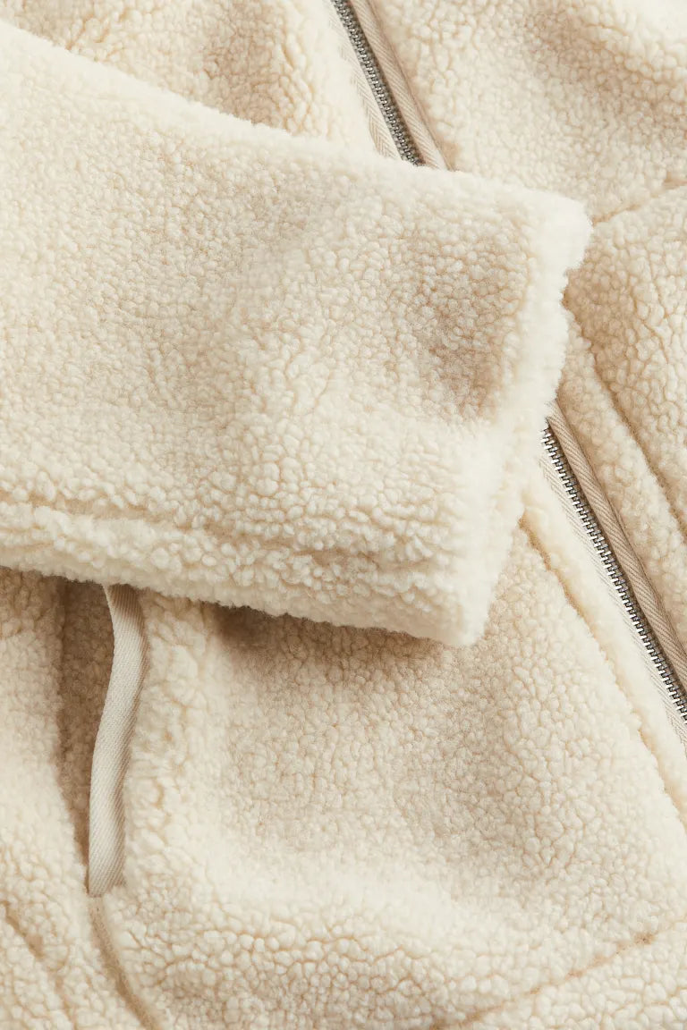 Dames Teddy Fleece Jas met Ritssluiting en Hoge Kraag