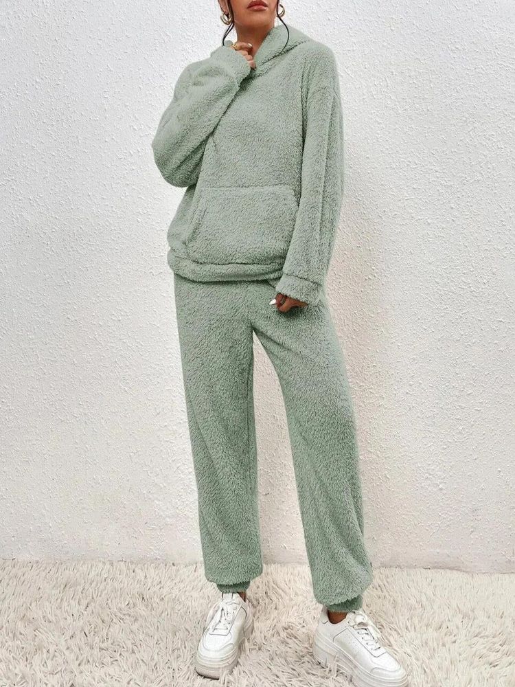 Dames Teddy Loungewear Set met Hoodie en Broek