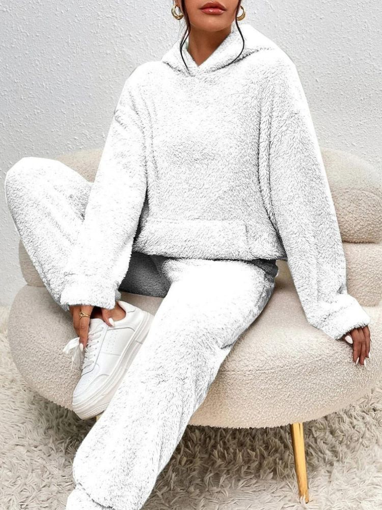 Dames Teddy Loungewear Set met Hoodie en Broek