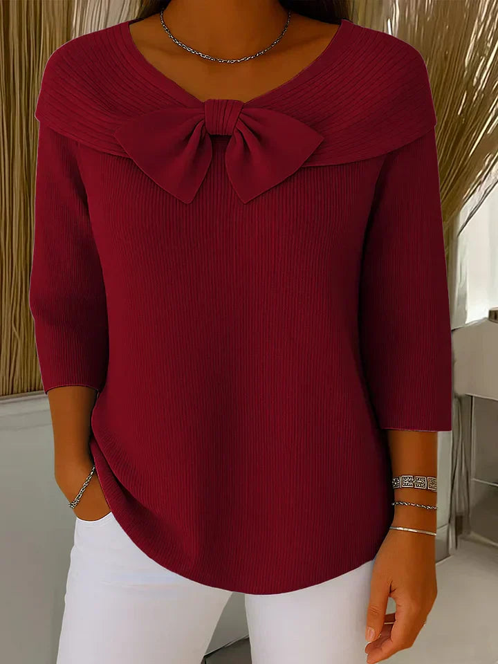 Dames Trui met Strikdetail en Driekwart Mouwen