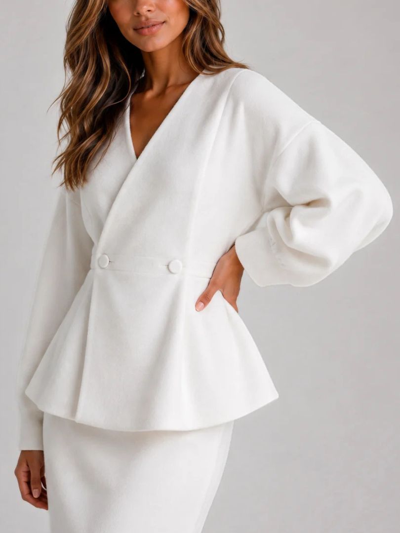Dames Tweedelig Set met Peplum Blazer en Maxi Kokerrok