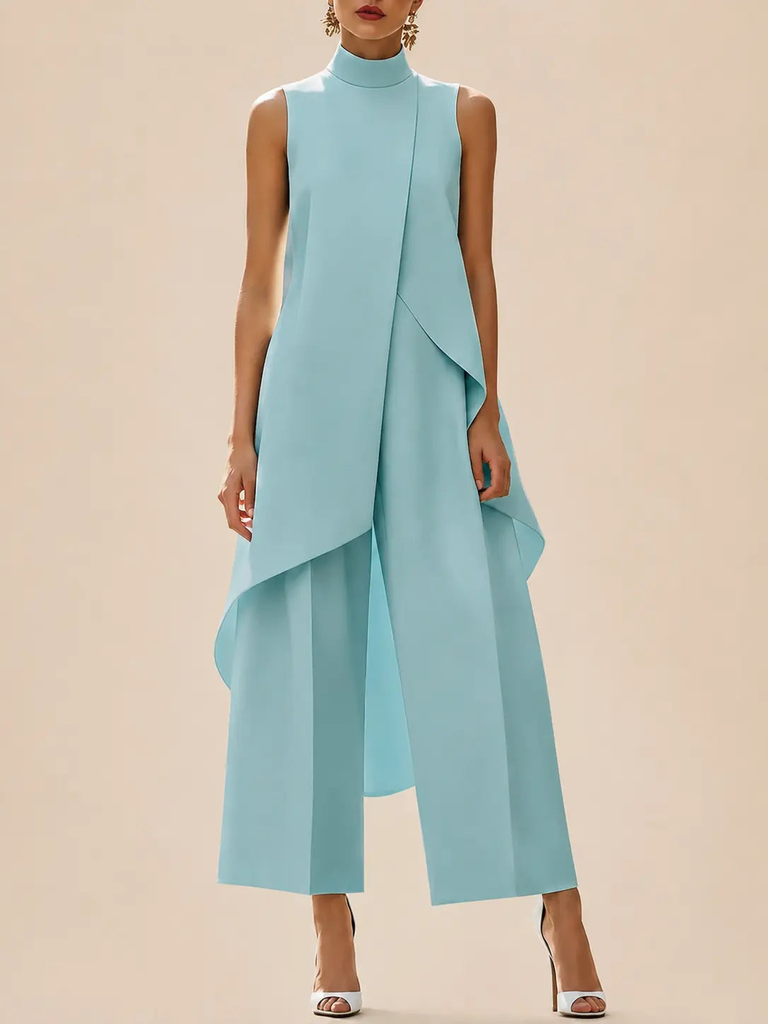 Dames Tweedelige Set met Mouwloze Top en Wijde Pantalon