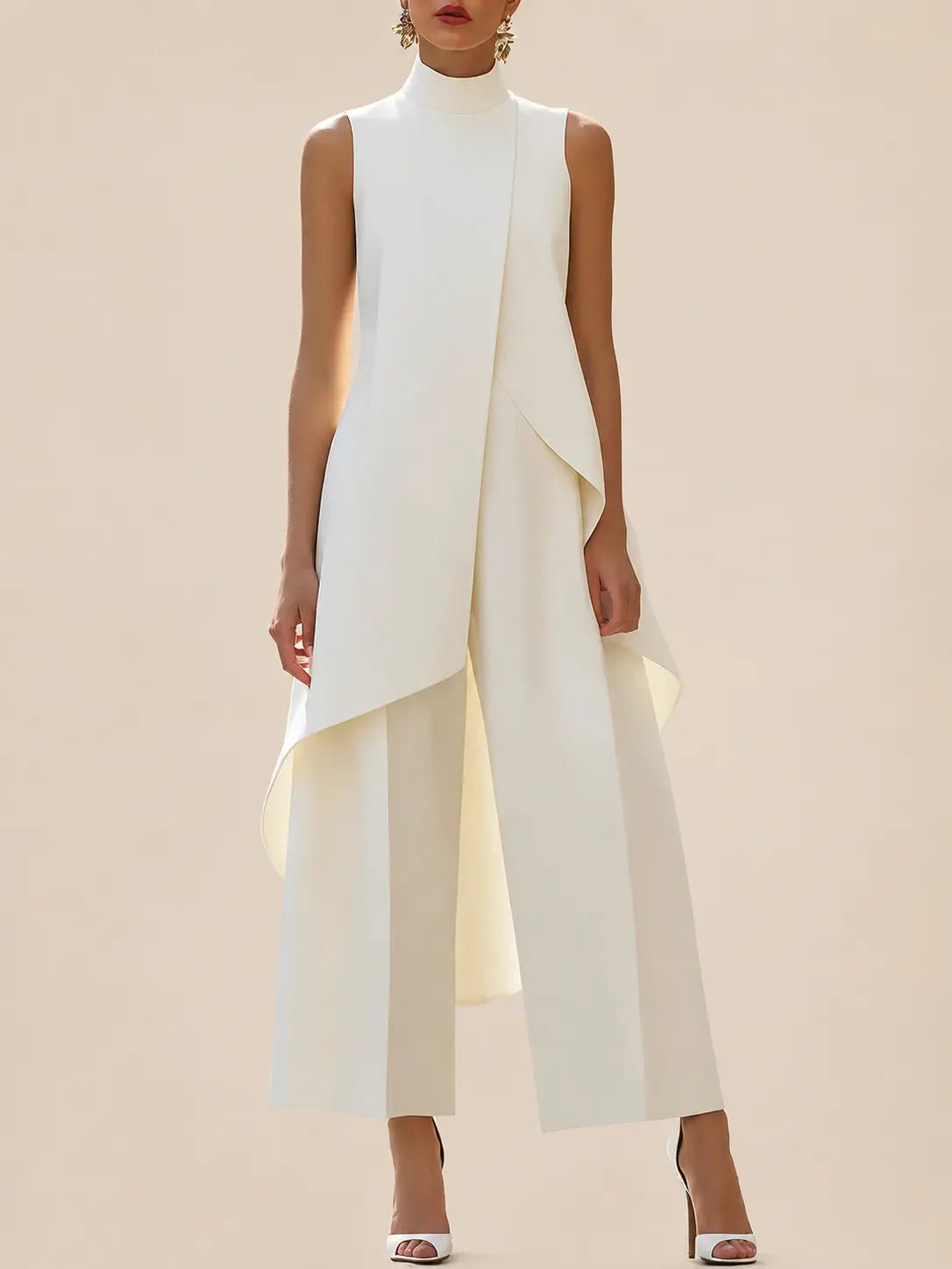 Dames Tweedelige Set met Mouwloze Top en Wijde Pantalon