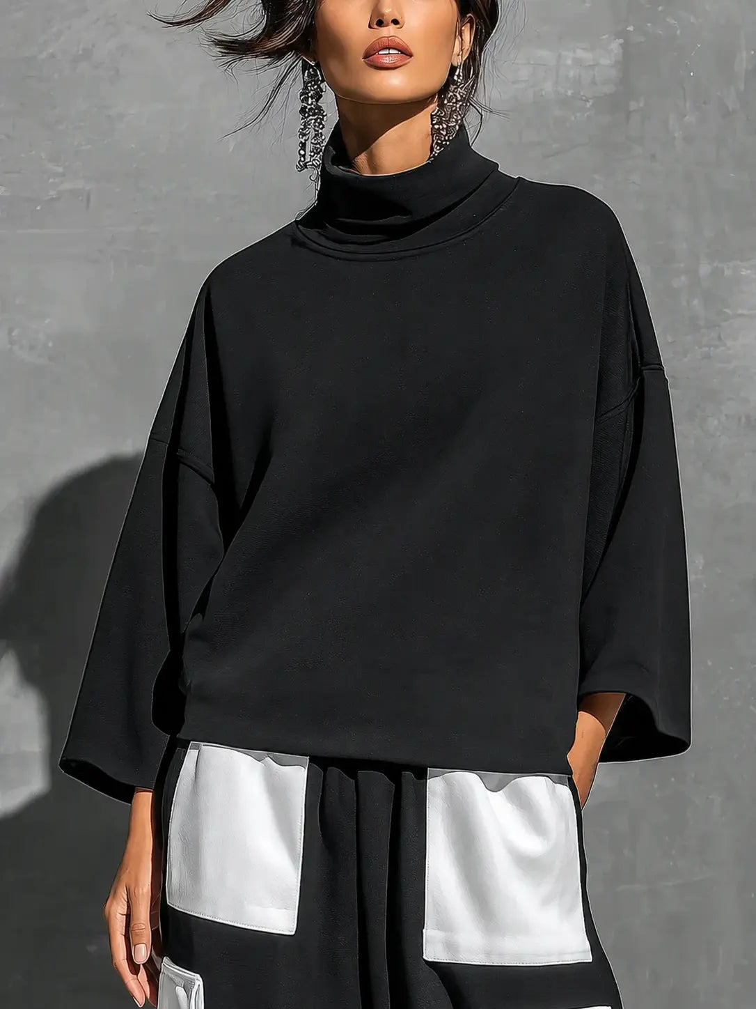 Dames Tweedelige Set met Oversized Sweater en Cargobroek