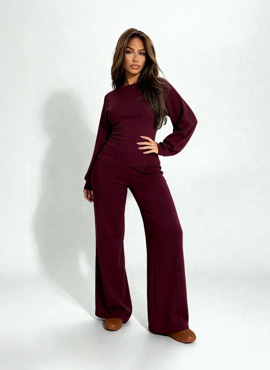 Dames Tweedelige Set met Shirt en Rechte Broek