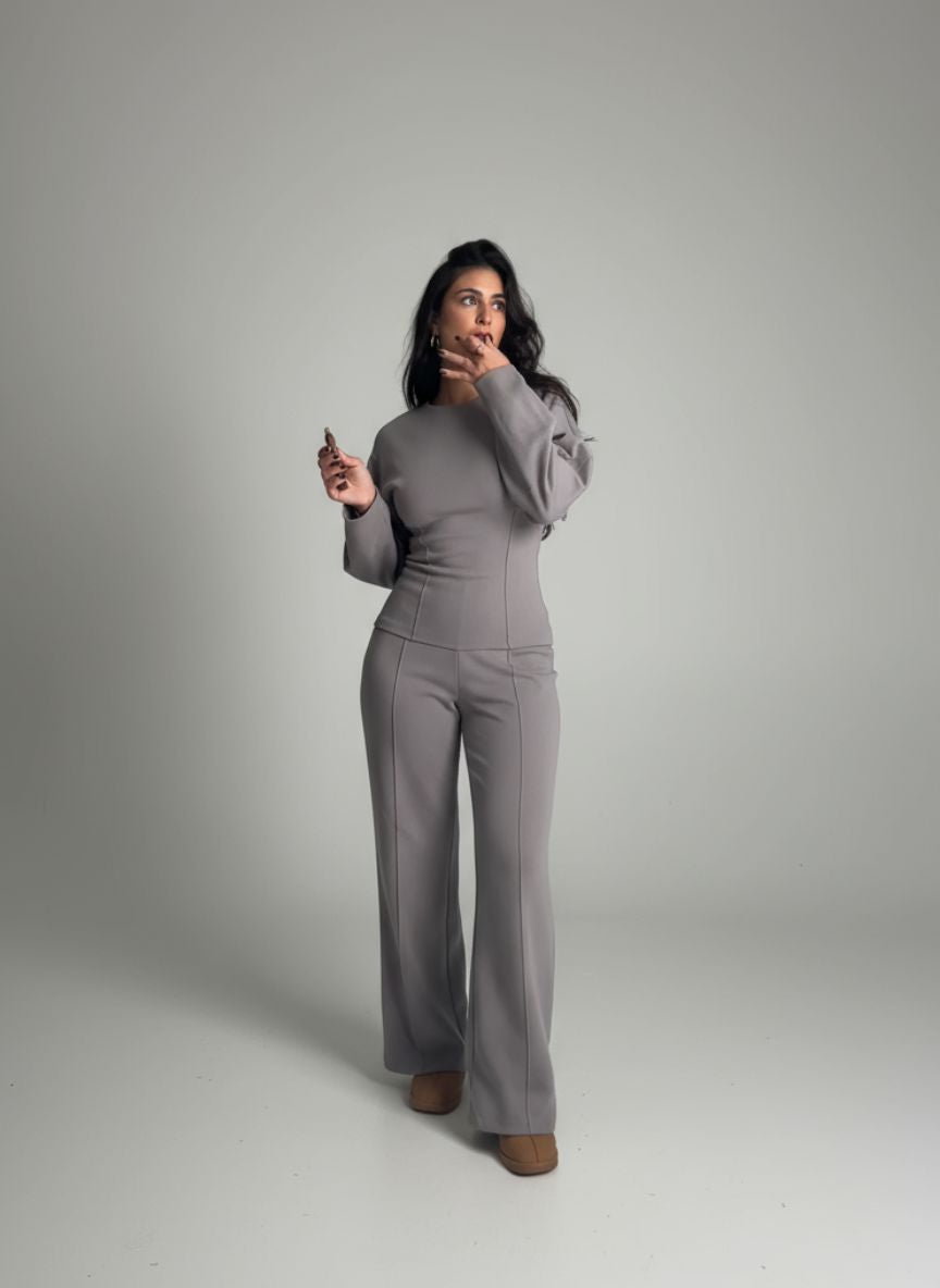 Dames Tweedelige Set met Shirt en Rechte Broek