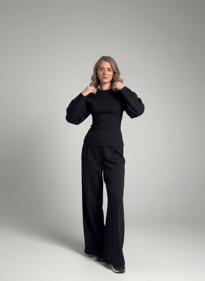 Dames Tweedelige Set met Shirt en Rechte Broek