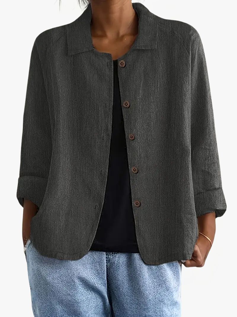 Dames Vest met Puntkraag en Knoopsluiting