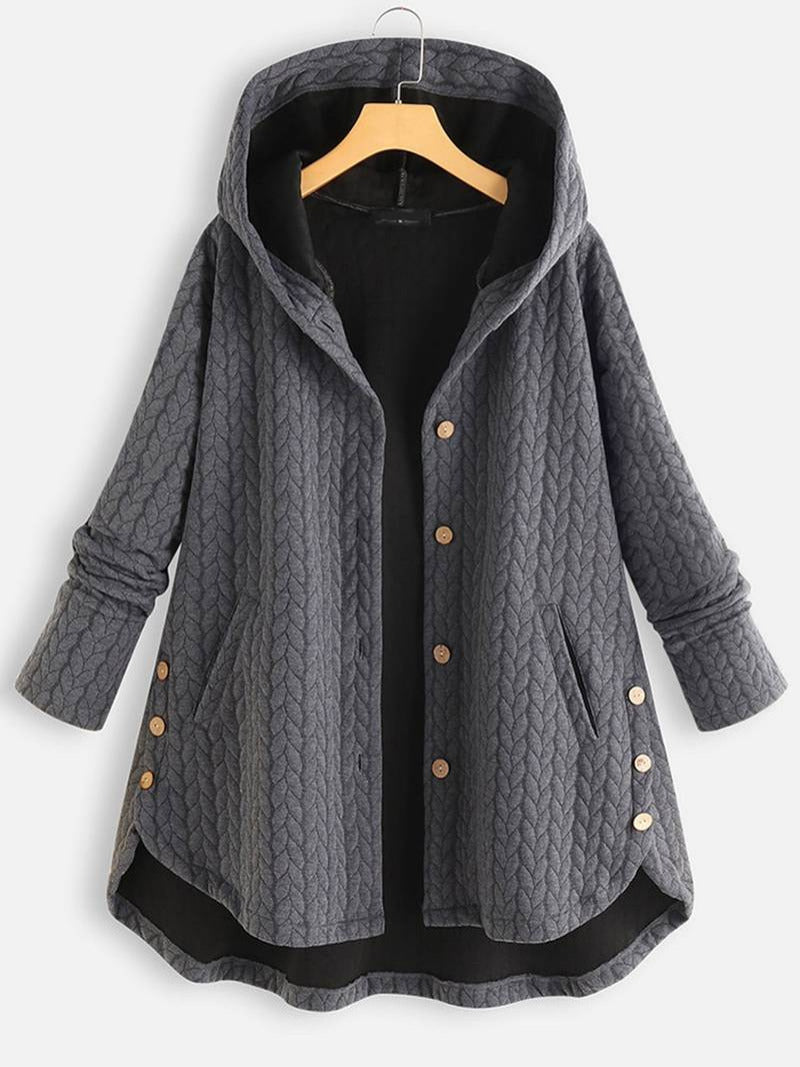 Dames Winterjas met Capuchon en Knoopsluiting