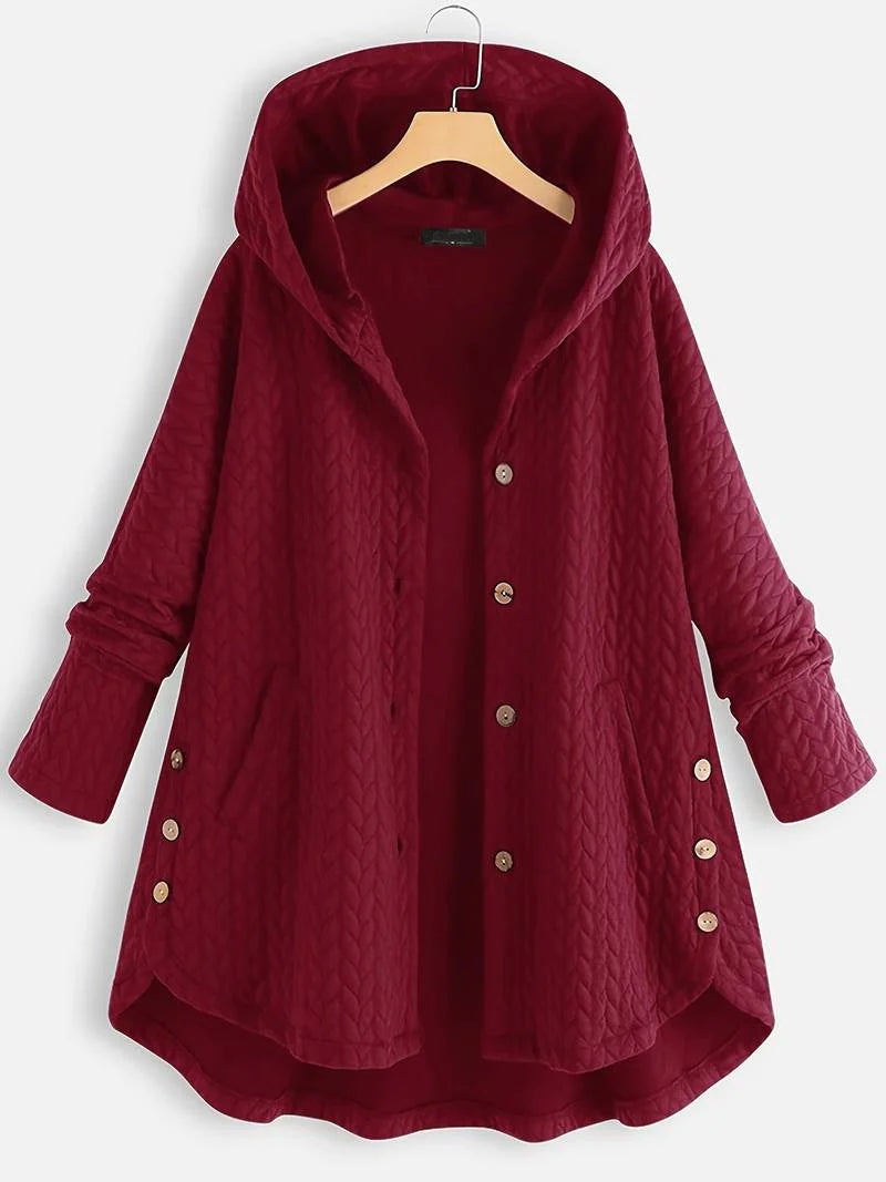 Dames Winterjas met Capuchon en Knoopsluiting