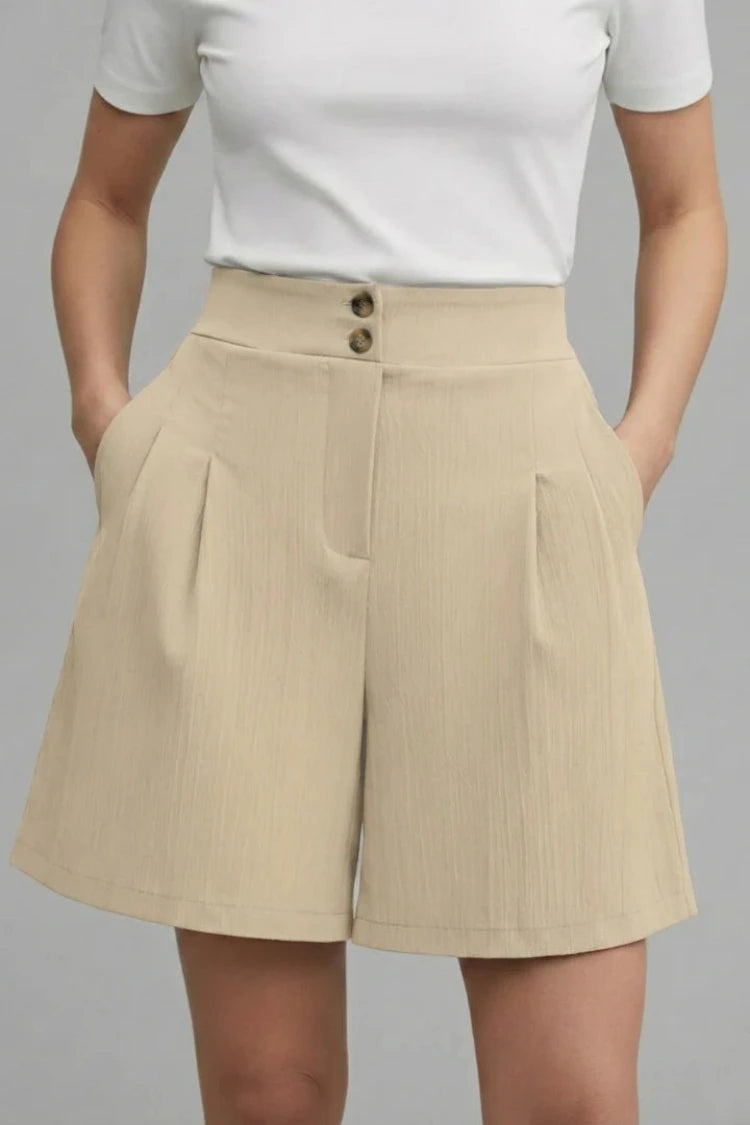Dames Zomershorts met Hoge Taille en Wijde Pijpen
