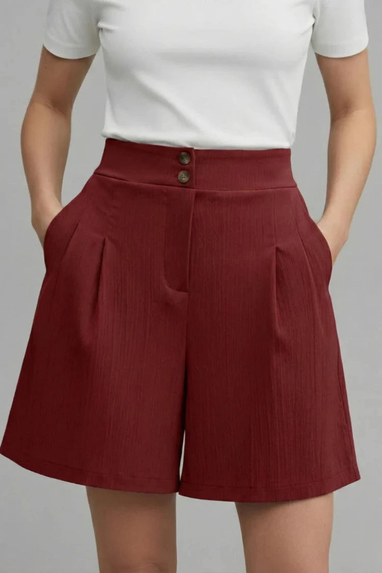 Dames Zomershorts met Hoge Taille en Wijde Pijpen