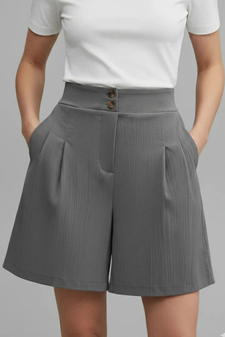 Dames Zomershorts met Hoge Taille en Wijde Pijpen