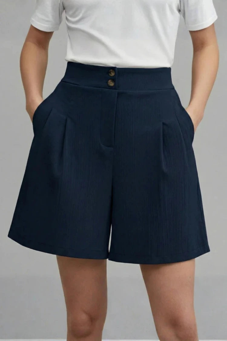 Dames Zomershorts met Hoge Taille en Wijde Pijpen