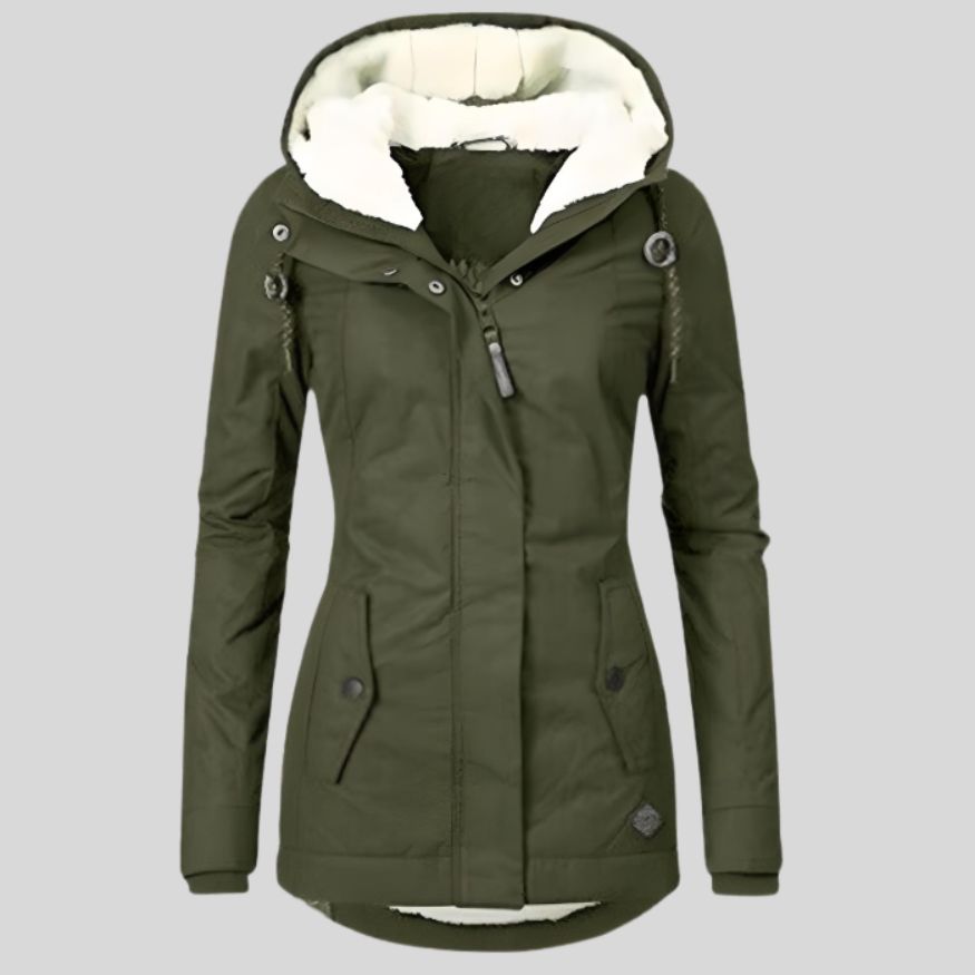 Dames Gevoerde Lange Winterjas met Capuchon