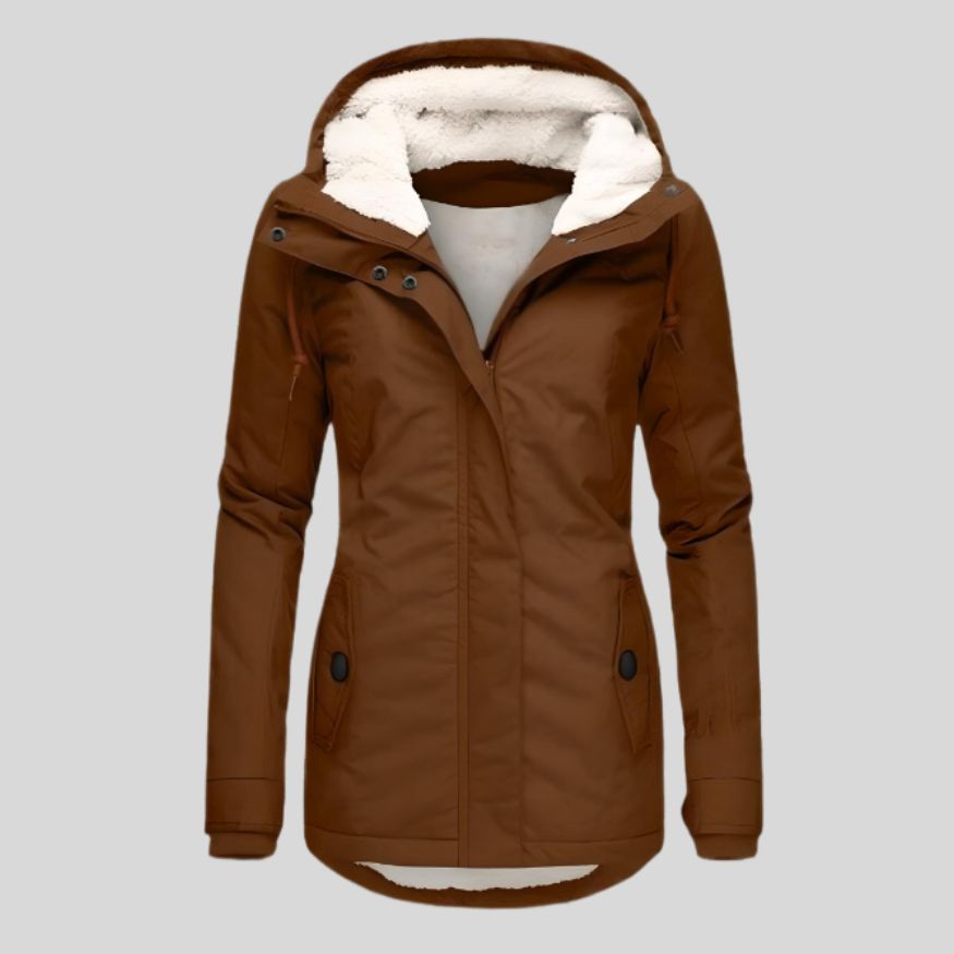 Dames Gevoerde Lange Winterjas met Capuchon