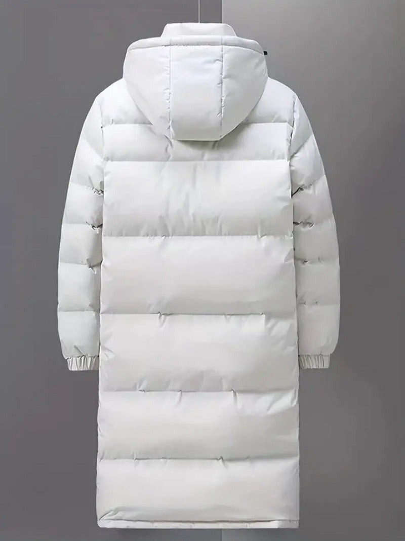 Dames lange parka pufferjas met gewatteerde afwerking