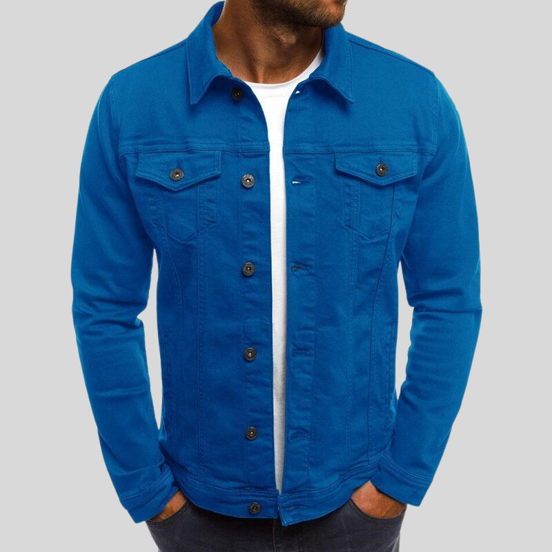 Denim overhemdjack met knoopsluiting en borstzakken voor heren