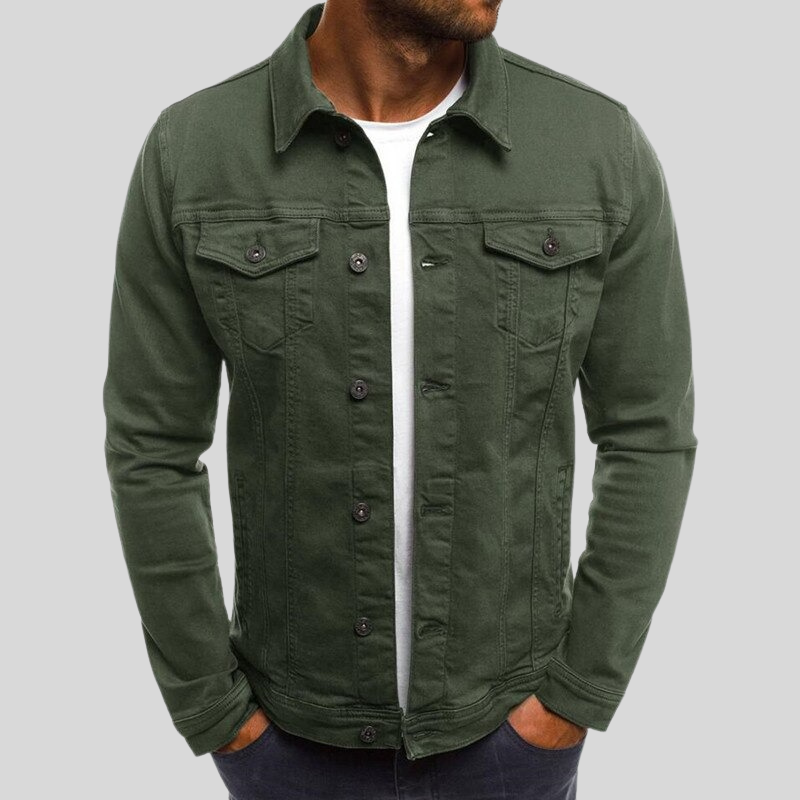 Denim overhemdjack met knoopsluiting en borstzakken voor heren