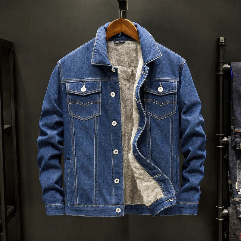 Denimjack met knoopsluiting en borstzakken voor heren