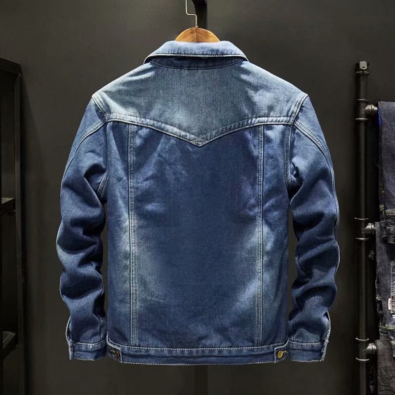Denimjack met knoopsluiting en borstzakken voor heren