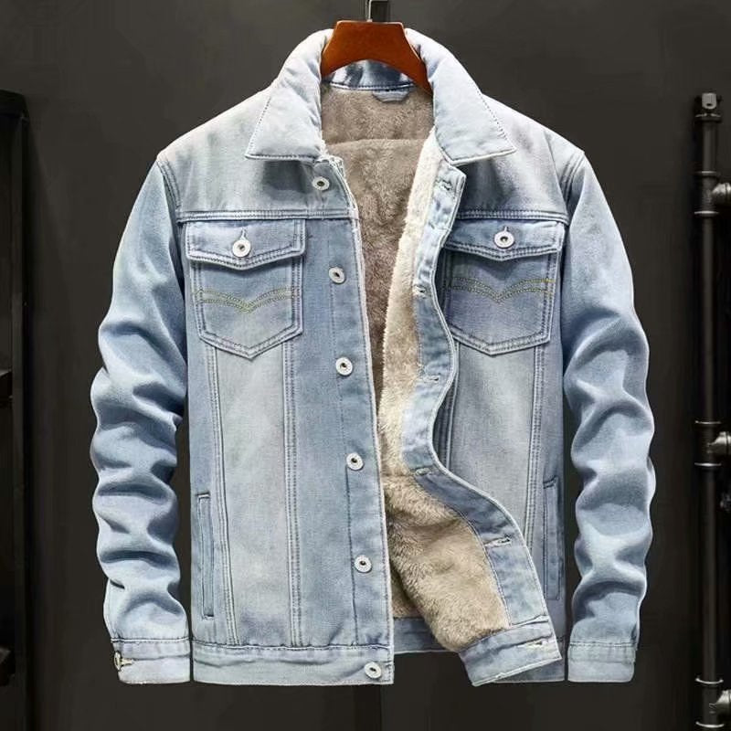 Denimjack met knoopsluiting en borstzakken voor heren