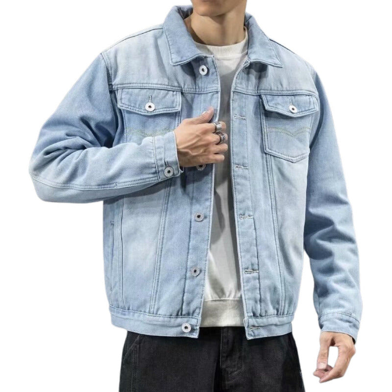 Denimjack met knoopsluiting en borstzakken voor heren