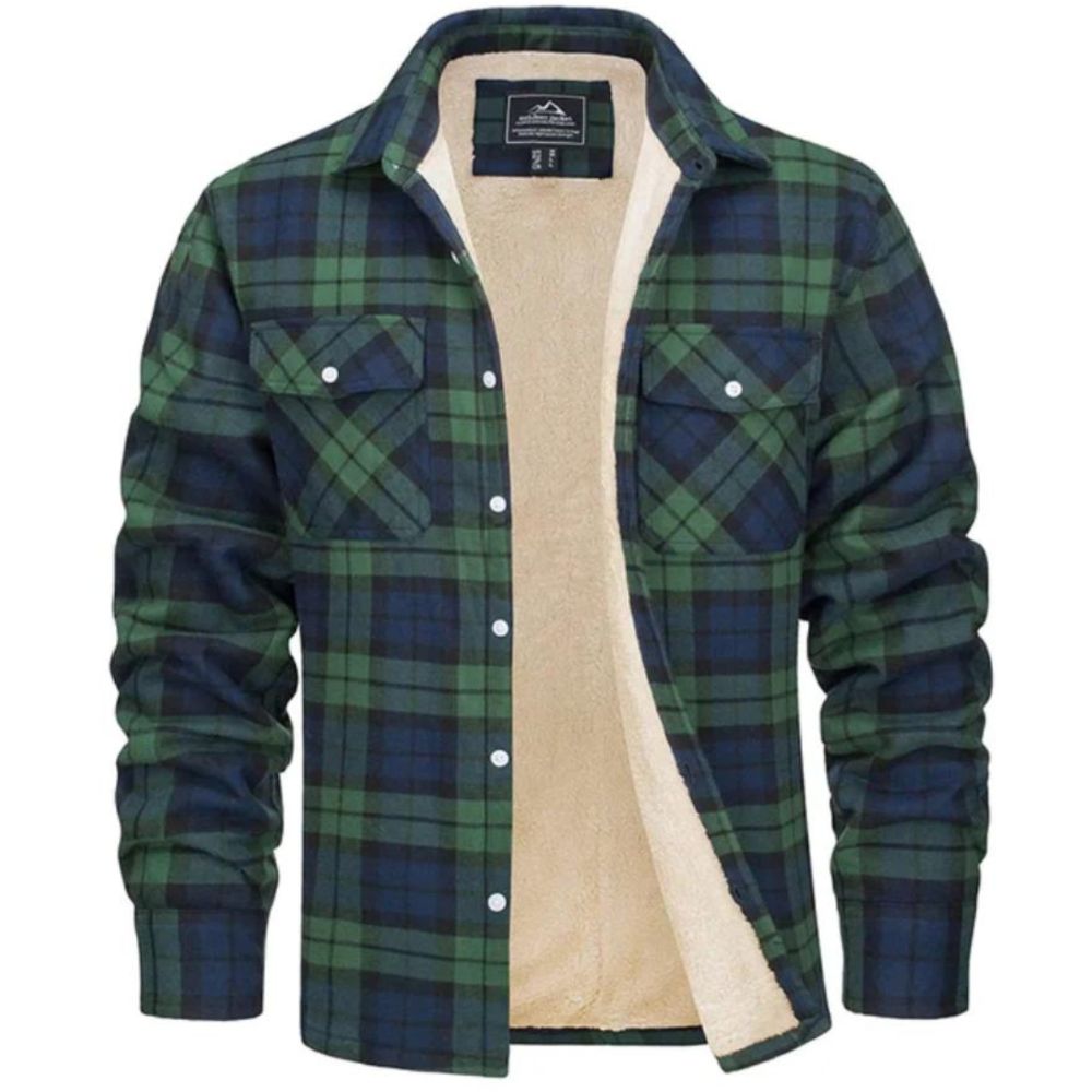 Flanellen jack met fleece voering en knoopsluiting voor heren