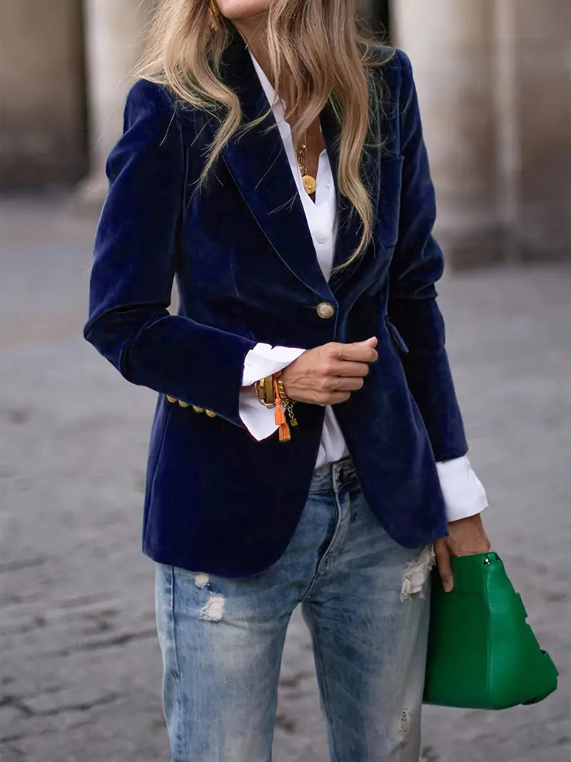 Fluwelen Blazer voor Dames met Gestructureerde Pasvorm