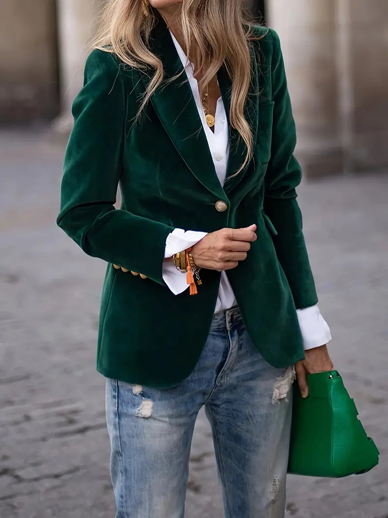 Fluwelen Blazer voor Dames met Gestructureerde Pasvorm