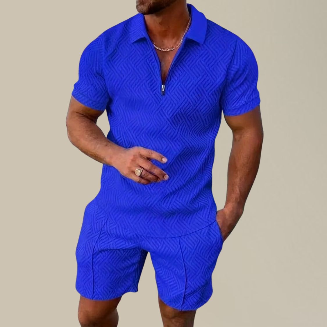 Geribde Heren Zomerset met Polo en Korte Broek