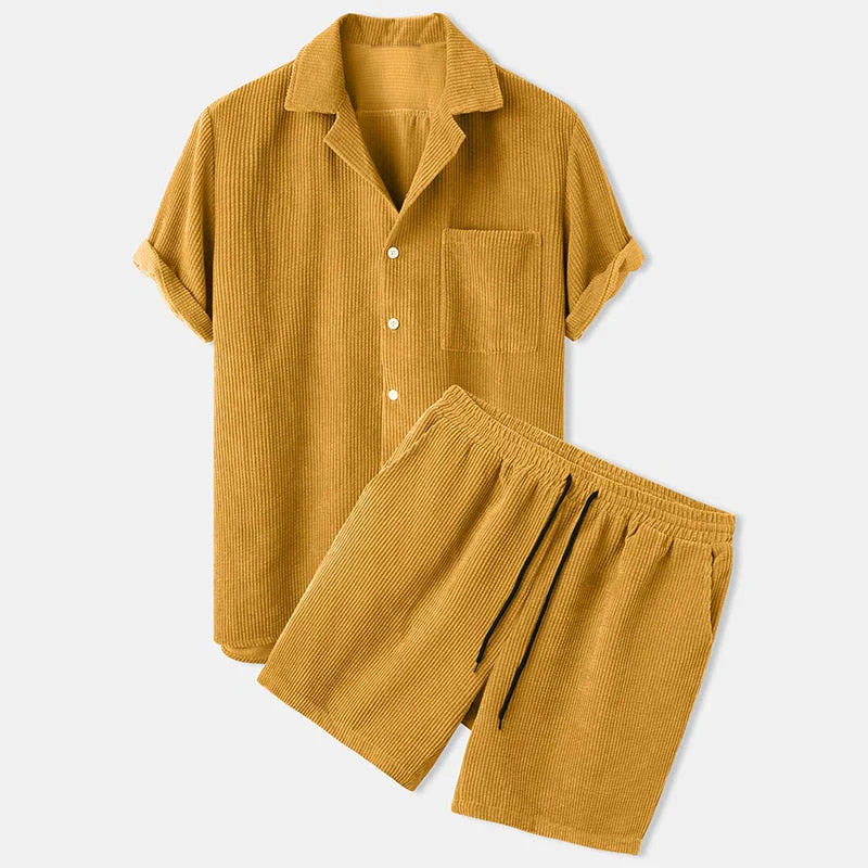 Geribde Heren Zomerset met Poloshirt en Korte Broek