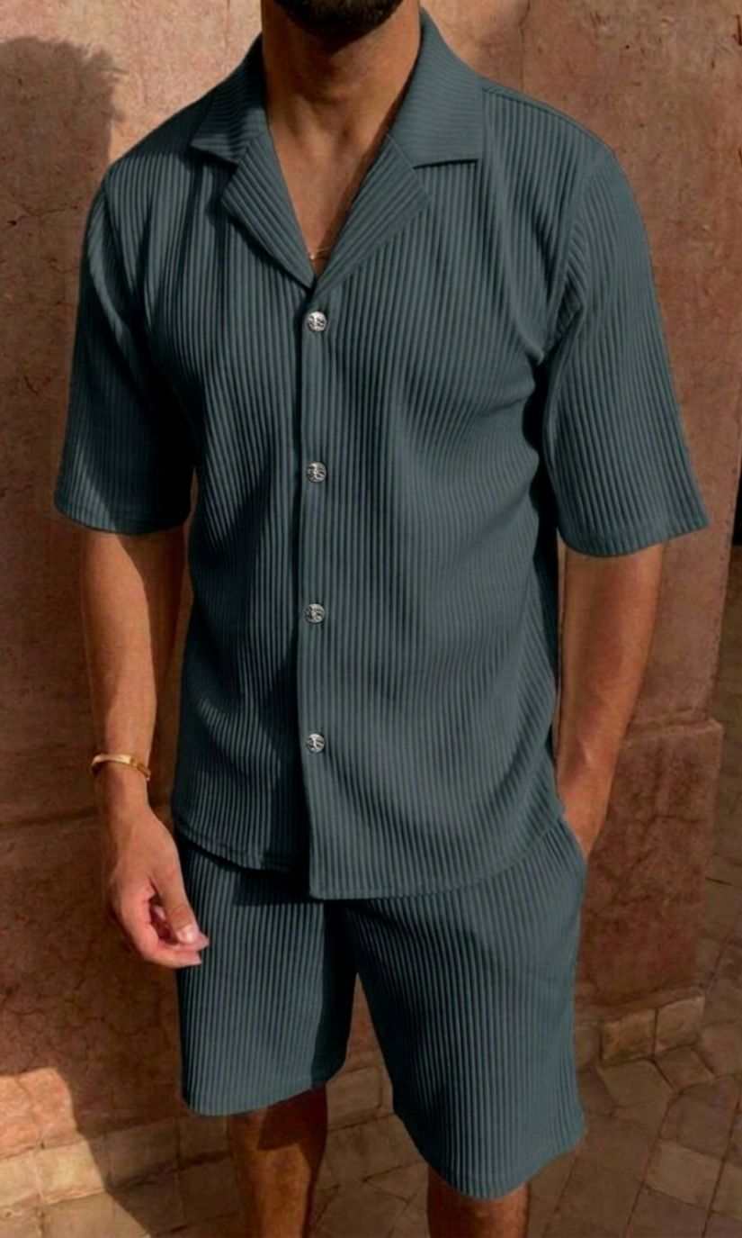 Geribde Heren Zomerset met Shirt en Korte Broek