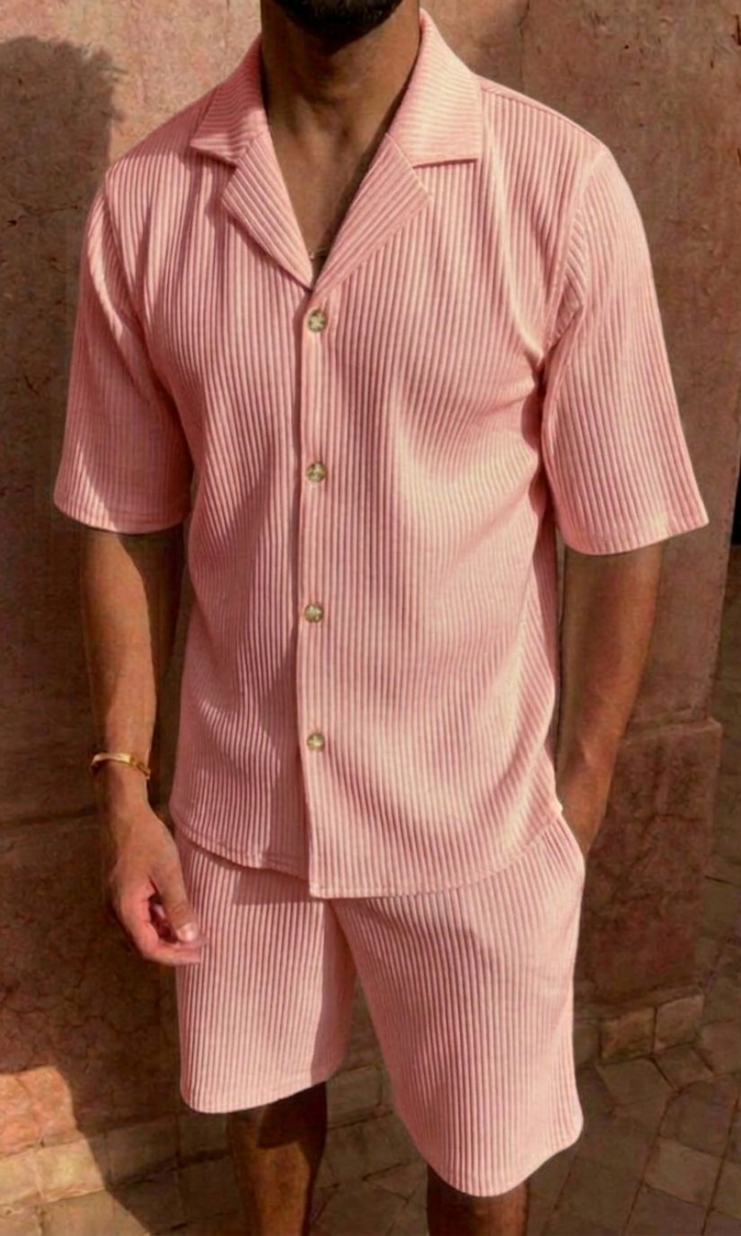 Geribde Heren Zomerset met Shirt en Korte Broek