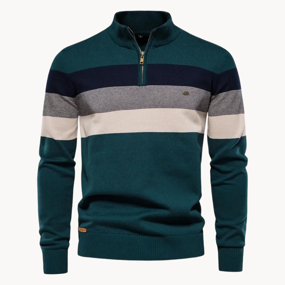 Gestreepte Half-Zip Trui met Lange Mouwen voor Heren