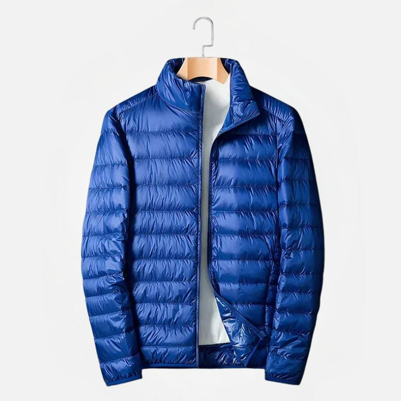 Gewatteerde Lichtgewicht Jas met Rits en Hoge Kraag voor Heren