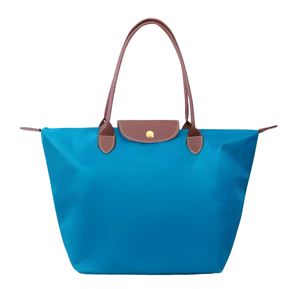 Handtas van nylon met leren schouderbanden voor dames